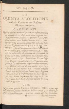 De Quinta Abolitione Foederis Operum per Resurrectionem corporis. Caput XVI.