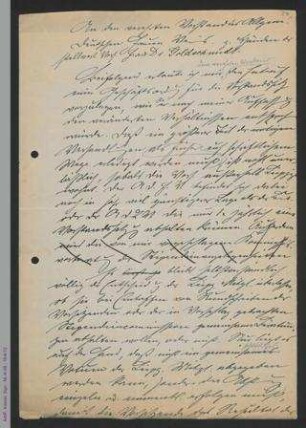Briefentwurf von Unbekannt an Henriette Goldschmidt