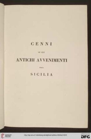 Cenni su gli antichi avveniementi della Sicilia
