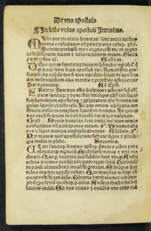 In festo unius apostoli Introitus.