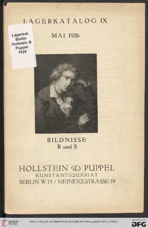 Nr. 9: Lagerkatalog / Hollstein & Puppel, Kunstantiquariat: Bildnisse R und S