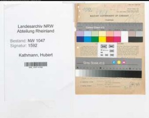 Entnazifizierung Hubert Kathmann , geb. 12.09.1908 (Werkmeister)