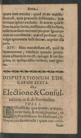 Disputationum Ethicarum Sexta.