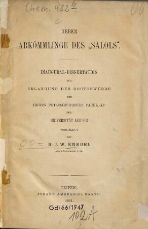 Ueber Abkömmlinge des "Salols"