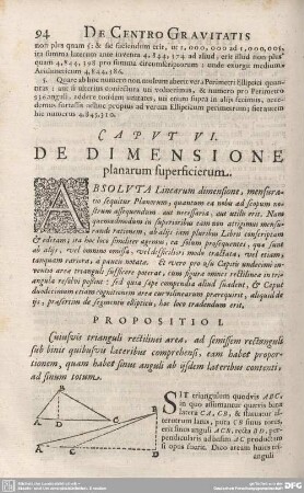 CAPUT VI. DE DIMENSIONE planarum superficierum.