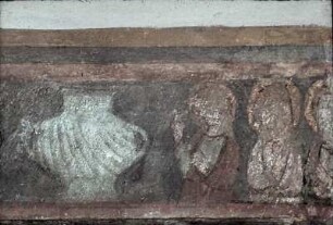 Kana-Nische mit Christus und Maria als Braut und Bräutigam, Heimsuchung und Heiligen zu Seiten des Kruges
