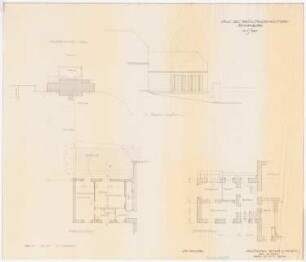 Schloss Sonnenburg, Bad Freienwalde: Lageplan 1:500, Grundriss Unter- und Erdgeschoss, Ansicht Gartenseite 1:100
