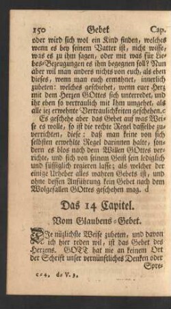 Das 14 Capitel. Vom Glaubens-Gebet.