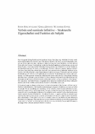 Verbale und nominale Infinitive - Strukturelle Eigenschaften und Funktion als Subjekt