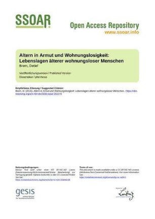 Altern in Armut und Wohnungslosigkeit: Lebenslagen älterer wohnungsloser Menschen