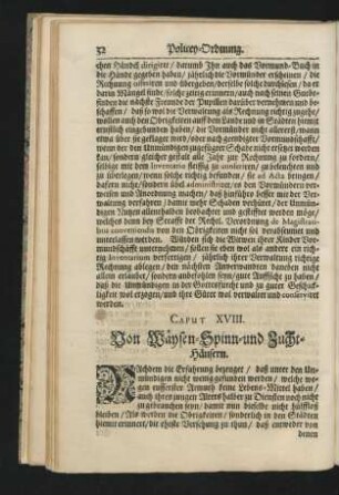 Caput XVIII. Von Waysen- Spinn- und Zucht-Häusern.