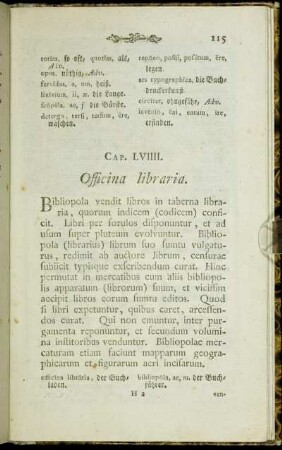 Cap. LVIIII. Officina libraria. - Cap. LXXIIII. Regnum.
