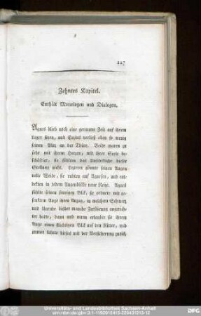 Zehntes Kapitel. Enthält Monologen und Dialogen.