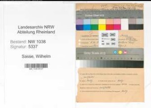 Entnazifizierung Wilhelm Sasse , geb. 06.08.1907 (Kaufmaennischer Angestellter)