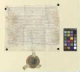 Revers des Wilhelm von Quadt über das ihm vom Bischof von Fulda Heinrich [von Bibra] laut seiner im Wortlaut inserierten Urkunde vom selben Tag namens seiner Ehefrau, der Tochter des Adam Sigmund von Thüngen, verliehene Sechstel an dem Dorf Wüstensachsen. Den Dorfanteil hatte Adam Sigmund von den Gebrüdern von Mansbach gekauft. Beim Aussterben der Linie des Adam Sigmund ohne direkte Nachkommen durfte das Lehen unter bestimmten Bedingungen auf die männlichen Nachkommen von dessen Bruder Philipp Christoph Dietrich vererbt werden.