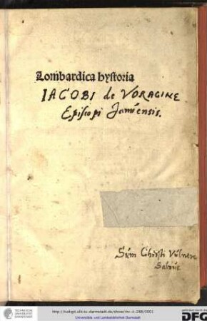 Lombardica historia Jacobus de Voragine
