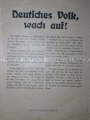 Flugschrift "Deutsches Volk, wach auf!"