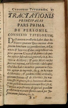Tractationis Principalis Pars Prima De Personis.