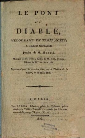 Le pont du Diable : mélodrame en trois actes