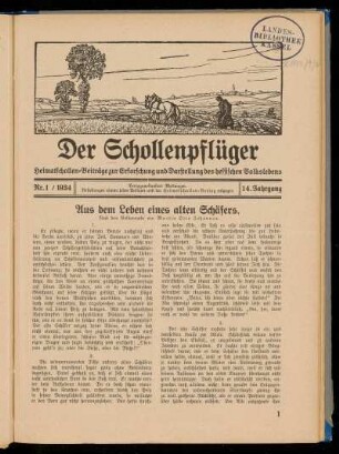 Der Schollenpfüger 14. Jahrgang, Heft 1, 1934