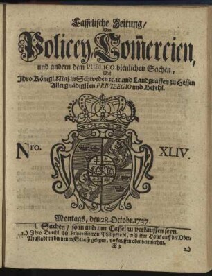 Nro. XLIV, Montags, den 28. Octobr 1737