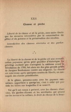 XXII Chasse et pêche