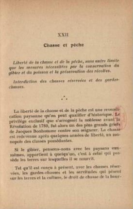 XXII Chasse et pêche