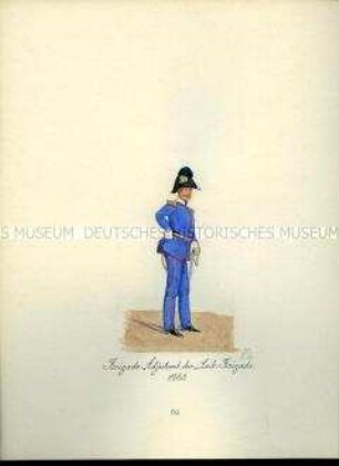 Uniformdarstellung, Brigade-Adjutant der Leib-Brigade, 1863. Aus: Sammelmappe "Sachsens Militär", Königliche Arsenalsammlung.