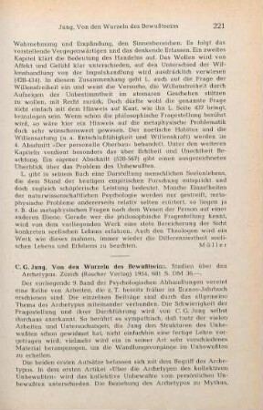 221-223 [Rezension] Jung, C. G., Von den Wurzeln des Bewusstseins