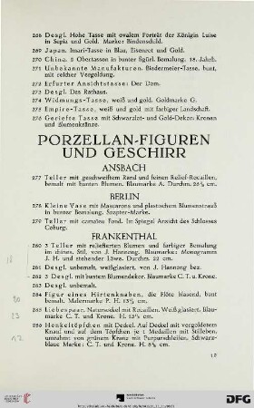 Porzellan-Figuren und Geschirr (Nr. 277-395)