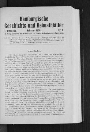 Februar 1926. Nr. 1