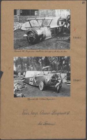 "Sopwith"-Doppeldecker, "Clerget"-Motor 120 PS von Leutnant GROSS bei Drocourt