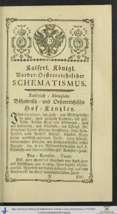Kaiserl. Königl. Vorder-Oesterreichischer Schematismus.