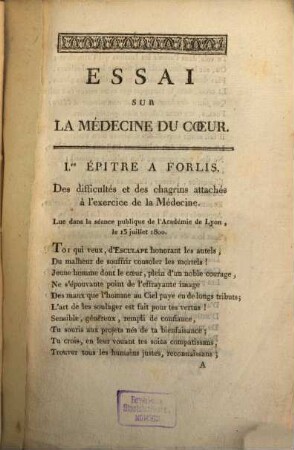 Essai sur la Médicine du Coeur