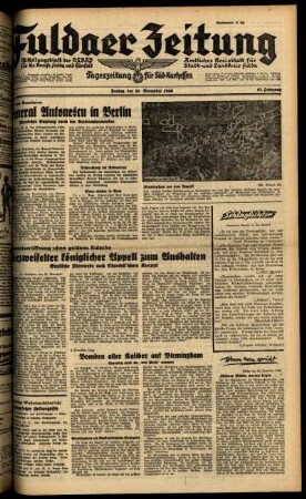 Ausgabe vom Freitag, den 22. November 1940.