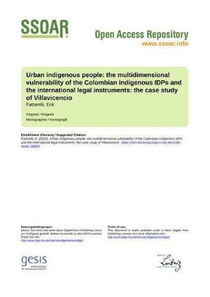 Urban indigenous people: the multidimensional vulnerability of the Colombian indigenous IDPs and the international legal instruments: the case study of Villavicencio