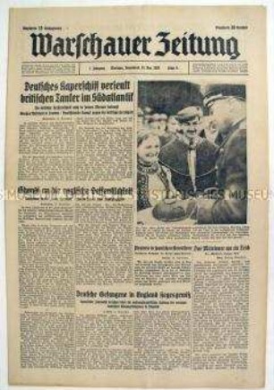 Deutsche Tageszeitung für das Generalgouvernement "Warschauer Zeitung" u.a. zum Unabhängigkeitskampf Indiens (Gandhi)