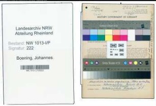 Entnazifizierung Johannes Boening , geb. 07.10.1916 (Musiker)