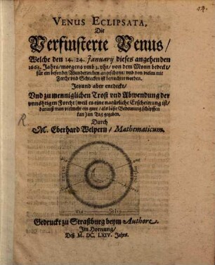 Venus eclipsata, die verfinsterte Venus 1664