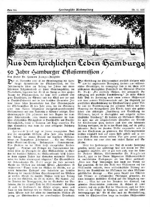Aus dem kirchlichen Leben Hamburgs