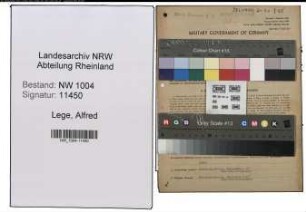 Entnazifizierung Alfred Lege , geb. 12.06.1901 (Gaertner)