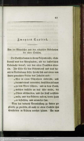 Zweytes Capitel. Von der Götterlehre und den religiösen Gebräuchen der alten Sachsen