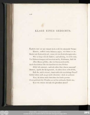 Klage Eines Gedichts.