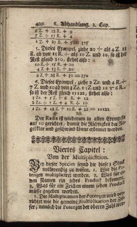 Viertes Capitel. Von der Multiplication.