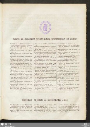 Gewerbs- und Handelspolitik, Gewerbsverfassung, Gewerbswirthschaft und Statistik