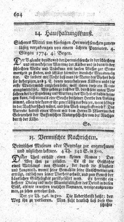 14. Haushaltungskunst.