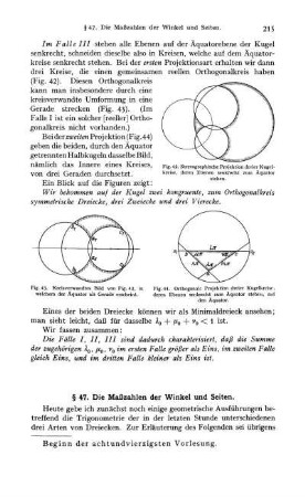 § 47. Die Maßzahlen der Winkel und Seiten.