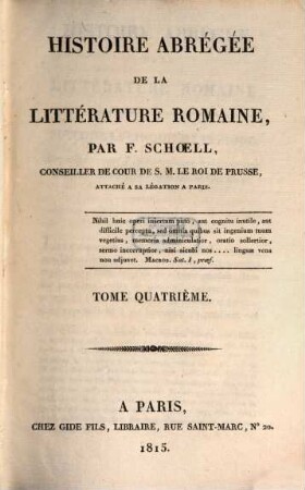 Histoire abrégée de la litterature Romaine. 4 (1815)