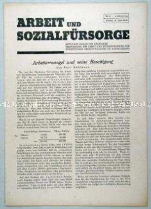 Mitteilungsblatt der Verwaltung für Arbeit und Sozialfürsorge der Sowjetischen Besatzungszone