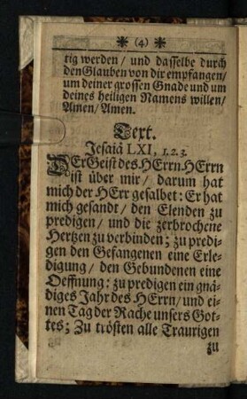 Text: Jesaia LXI, 1. 2. 3.